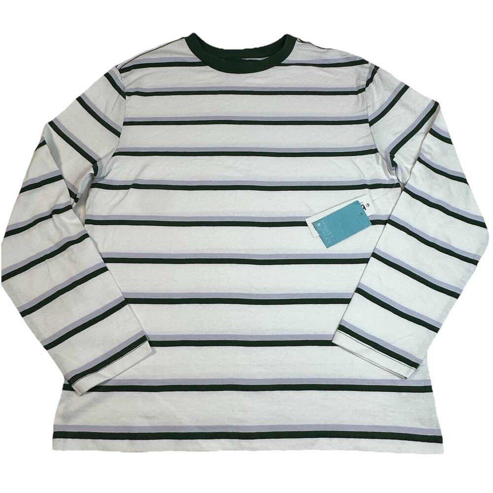 Market & Spruce Boys White Green Striped Long Sleeve T-Shirt Size 2T NEW